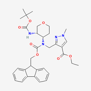 molecular formula C33H40N4O7 B7023368 ethyl 3-[[9H-fluoren-9-ylmethoxycarbonyl-[(3S,4S)-3-[(2-methylpropan-2-yl)oxycarbonylamino]oxan-4-yl]amino]methyl]-1-methylpyrazole-4-carboxylate 