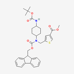 molecular formula C33H38N2O6S B7023399 methyl 5-[[9H-fluoren-9-ylmethoxycarbonyl-[4-[(2-methylpropan-2-yl)oxycarbonylamino]cyclohexyl]amino]methyl]thiophene-3-carboxylate 