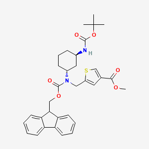 molecular formula C33H38N2O6S B7023408 methyl 5-[[9H-fluoren-9-ylmethoxycarbonyl-[(1R,3R)-3-[(2-methylpropan-2-yl)oxycarbonylamino]cyclohexyl]amino]methyl]thiophene-3-carboxylate 