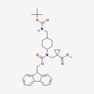 molecular formula C33H42N2O6 B7023425 methyl 1-[[9H-fluoren-9-ylmethoxycarbonyl-[4-[[(2-methylpropan-2-yl)oxycarbonylamino]methyl]cyclohexyl]amino]methyl]cyclopropane-1-carboxylate 