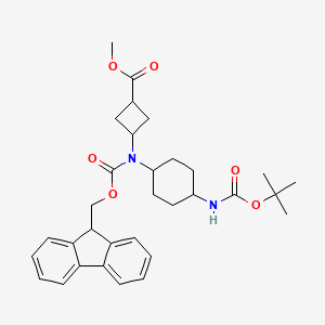 molecular formula C32H40N2O6 B7023433 methyl 3-[9H-fluoren-9-ylmethoxycarbonyl-[4-[(2-methylpropan-2-yl)oxycarbonylamino]cyclohexyl]amino]cyclobutane-1-carboxylate 