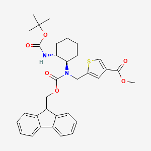 molecular formula C33H38N2O6S B7023448 methyl 5-[[9H-fluoren-9-ylmethoxycarbonyl-[(1R,2R)-2-[(2-methylpropan-2-yl)oxycarbonylamino]cyclohexyl]amino]methyl]thiophene-3-carboxylate 