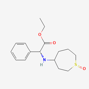 molecular formula C16H23NO3S B7023689 ethyl (2R)-2-[(1-oxothiepan-4-yl)amino]-2-phenylacetate 