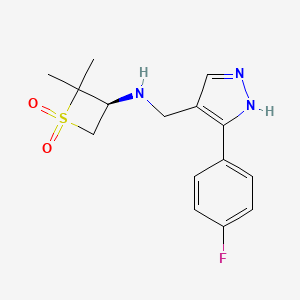 (3S)-N-[[5-(4-fluorophenyl)-1H-pyrazol-4-yl]methyl]-2,2-dimethyl-1,1-dioxothietan-3-amine