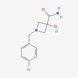 1-[(4-Bromophenyl)methyl]-3-hydroxyazetidine-3-carboxamide