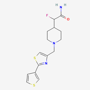 2-Fluoro-2-[1-[(2-thiophen-3-yl-1,3-thiazol-4-yl)methyl]piperidin-4-yl]acetamide