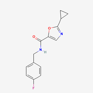 2-cyclopropyl-N-[(4-fluorophenyl)methyl]-1,3-oxazole-5-carboxamide