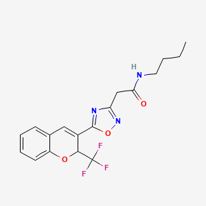 N-butyl-2-[5-[2-(trifluoromethyl)-2H-chromen-3-yl]-1,2,4-oxadiazol-3-yl]acetamide