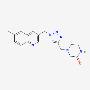 4-[[1-[(6-Methylquinolin-3-yl)methyl]triazol-4-yl]methyl]piperazin-2-one