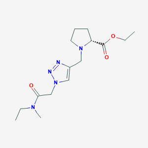 molecular formula C15H25N5O3 B7024282 ethyl (2R)-1-[[1-[2-[ethyl(methyl)amino]-2-oxoethyl]triazol-4-yl]methyl]pyrrolidine-2-carboxylate 