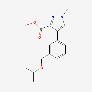 molecular formula C16H20N2O3 B7024504 Methyl 1-methyl-4-[3-(propan-2-yloxymethyl)phenyl]pyrazole-3-carboxylate 