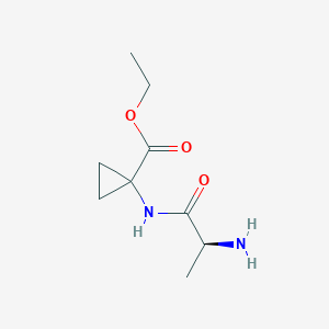 molecular formula C9H16N2O3 B070247 Cyclopropanecarboxylic acid, 1-[(2-amino-1-oxopropyl)amino]-, ethyl ester, (S)-(9CI) CAS No. 181467-71-0