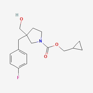 molecular formula C17H22FNO3 B7035297 Cyclopropylmethyl 3-[(4-fluorophenyl)methyl]-3-(hydroxymethyl)pyrrolidine-1-carboxylate 