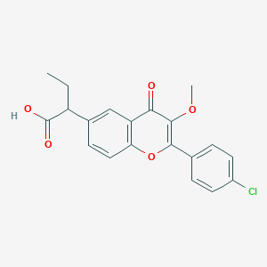molecular formula C20H17ClO5 B070366 2-(4-Chlorophenyl)-alpha-ethyl-3-methoxy-4-oxo-4H-1-benzopyran-6-acetic acid CAS No. 173469-89-1