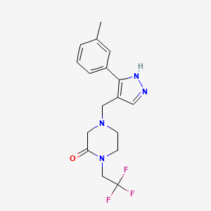 4-[[5-(3-methylphenyl)-1H-pyrazol-4-yl]methyl]-1-(2,2,2-trifluoroethyl)piperazin-2-one