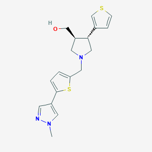 [(3S,4R)-1-[[5-(1-methylpyrazol-4-yl)thiophen-2-yl]methyl]-4-thiophen-3-ylpyrrolidin-3-yl]methanol