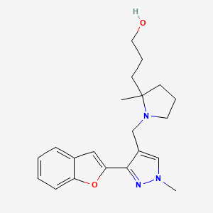 3-[1-[[3-(1-Benzofuran-2-yl)-1-methylpyrazol-4-yl]methyl]-2-methylpyrrolidin-2-yl]propan-1-ol