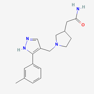 2-[1-[[5-(3-methylphenyl)-1H-pyrazol-4-yl]methyl]pyrrolidin-3-yl]acetamide