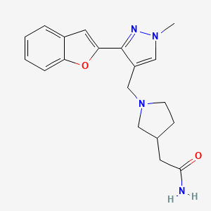 2-[1-[[3-(1-Benzofuran-2-yl)-1-methylpyrazol-4-yl]methyl]pyrrolidin-3-yl]acetamide