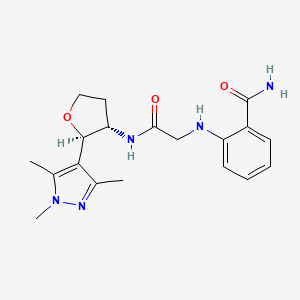 2-[[2-oxo-2-[[(2R,3S)-2-(1,3,5-trimethylpyrazol-4-yl)oxolan-3-yl]amino]ethyl]amino]benzamide