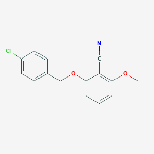 molecular formula C15H12ClNO2 B070379 2-[(4-氯苯基)甲氧基]-6-甲氧基苯甲腈 CAS No. 175204-00-9