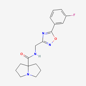 N-[[5-(3-fluorophenyl)-1,2,4-oxadiazol-3-yl]methyl]-1,2,3,5,6,7-hexahydropyrrolizine-8-carboxamide