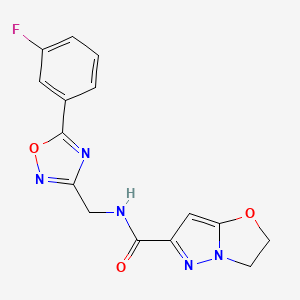 N-[[5-(3-fluorophenyl)-1,2,4-oxadiazol-3-yl]methyl]-2,3-dihydropyrazolo[5,1-b][1,3]oxazole-6-carboxamide