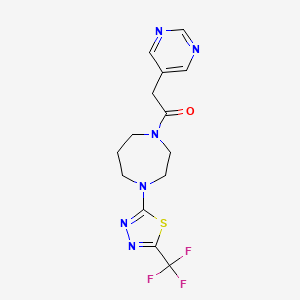 2-Pyrimidin-5-yl-1-[4-[5-(trifluoromethyl)-1,3,4-thiadiazol-2-yl]-1,4-diazepan-1-yl]ethanone