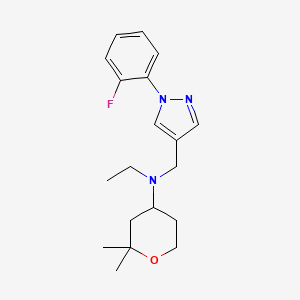 N-ethyl-N-[[1-(2-fluorophenyl)pyrazol-4-yl]methyl]-2,2-dimethyloxan-4-amine