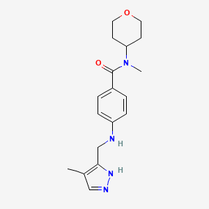 N-methyl-4-[(4-methyl-1H-pyrazol-5-yl)methylamino]-N-(oxan-4-yl)benzamide