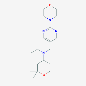 N-ethyl-2,2-dimethyl-N-[(2-morpholin-4-ylpyrimidin-5-yl)methyl]oxan-4-amine