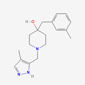 4-[(3-methylphenyl)methyl]-1-[(4-methyl-1H-pyrazol-5-yl)methyl]piperidin-4-ol