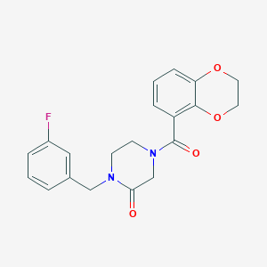 4-(2,3-Dihydro-1,4-benzodioxine-5-carbonyl)-1-[(3-fluorophenyl)methyl]piperazin-2-one