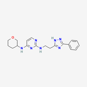 4-N-(oxan-3-yl)-2-N-[2-(3-phenyl-1H-1,2,4-triazol-5-yl)ethyl]pyrimidine-2,4-diamine