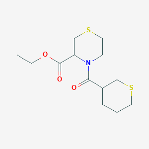 molecular formula C13H21NO3S2 B7038718 Ethyl 4-(thiane-3-carbonyl)thiomorpholine-3-carboxylate 