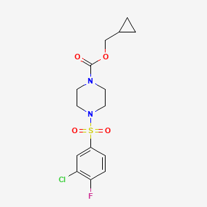 molecular formula C15H18ClFN2O4S B7039930 Cyclopropylmethyl 4-(3-chloro-4-fluorophenyl)sulfonylpiperazine-1-carboxylate 