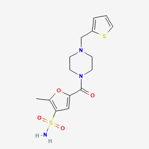 2-Methyl-5-[4-(thiophen-2-ylmethyl)piperazine-1-carbonyl]furan-3-sulfonamide