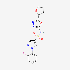 1-(2-fluorophenyl)-N-[5-(oxolan-2-yl)-1,3,4-oxadiazol-2-yl]pyrazole-4-sulfonamide