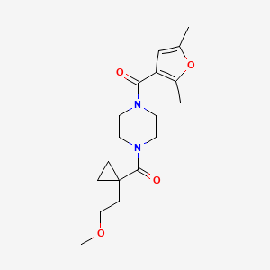 (2,5-Dimethylfuran-3-yl)-[4-[1-(2-methoxyethyl)cyclopropanecarbonyl]piperazin-1-yl]methanone