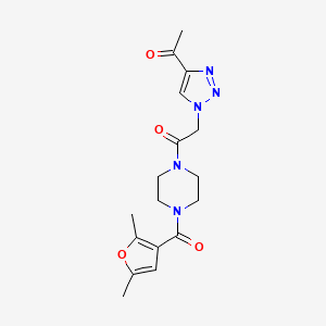 2-(4-Acetyltriazol-1-yl)-1-[4-(2,5-dimethylfuran-3-carbonyl)piperazin-1-yl]ethanone