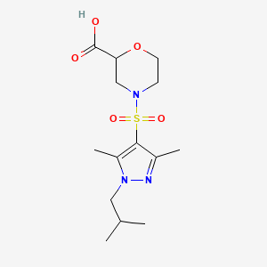 4-[3,5-Dimethyl-1-(2-methylpropyl)pyrazol-4-yl]sulfonylmorpholine-2-carboxylic acid