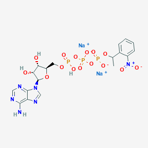 molecular formula C18H21N6Na2O15P3 B070439 Disodium;[[(2R,3S,4R,5R)-5-(6-aminopurin-9-yl)-3,4-dihydroxyoxolan-2-yl]methoxy-hydroxyphosphoryl] [1-(2-nitrophenyl)ethoxy-oxidophosphoryl] phosphate CAS No. 171800-68-3