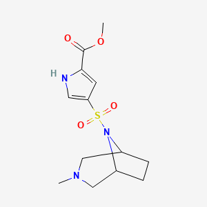 molecular formula C13H19N3O4S B7045364 methyl 4-[(3-methyl-3,8-diazabicyclo[3.2.1]octan-8-yl)sulfonyl]-1H-pyrrole-2-carboxylate 