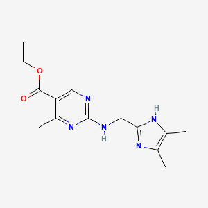 molecular formula C14H19N5O2 B7045411 ethyl 2-[(4,5-dimethyl-1H-imidazol-2-yl)methylamino]-4-methylpyrimidine-5-carboxylate 