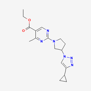 molecular formula C17H22N6O2 B7045516 Ethyl 2-[3-(4-cyclopropyltriazol-1-yl)pyrrolidin-1-yl]-4-methylpyrimidine-5-carboxylate 