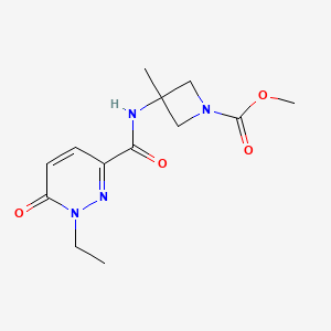 molecular formula C13H18N4O4 B7045613 Methyl 3-[(1-ethyl-6-oxopyridazine-3-carbonyl)amino]-3-methylazetidine-1-carboxylate 