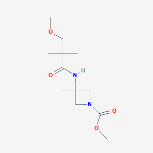 molecular formula C12H22N2O4 B7045639 Methyl 3-[(3-methoxy-2,2-dimethylpropanoyl)amino]-3-methylazetidine-1-carboxylate 