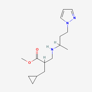 molecular formula C15H25N3O2 B7045717 Methyl 2-(cyclopropylmethyl)-3-(4-pyrazol-1-ylbutan-2-ylamino)propanoate 