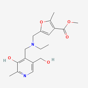 molecular formula C18H24N2O5 B7045733 Methyl 5-[[ethyl-[[3-hydroxy-5-(hydroxymethyl)-2-methylpyridin-4-yl]methyl]amino]methyl]-2-methylfuran-3-carboxylate 