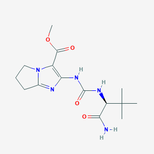 molecular formula C15H23N5O4 B7045808 methyl 2-[[(2S)-1-amino-3,3-dimethyl-1-oxobutan-2-yl]carbamoylamino]-6,7-dihydro-5H-pyrrolo[1,2-a]imidazole-3-carboxylate 